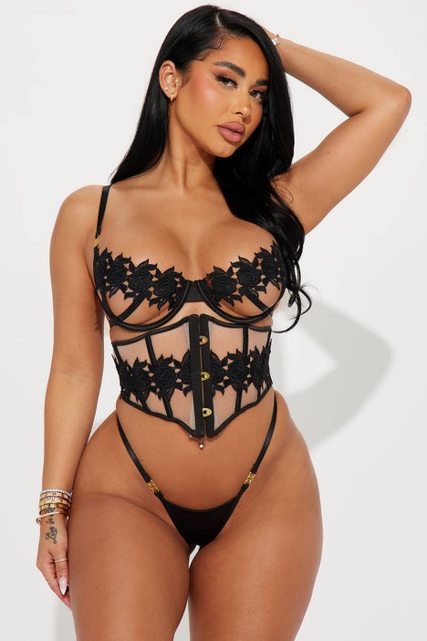 Watch Your Attitude Corset Garter 3 Piece Set