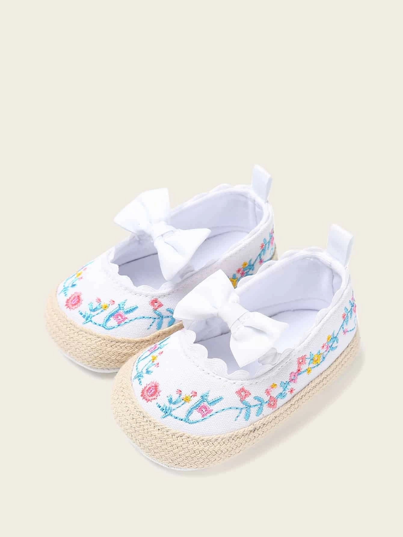 Baby Girls Floral Embroidered Flats