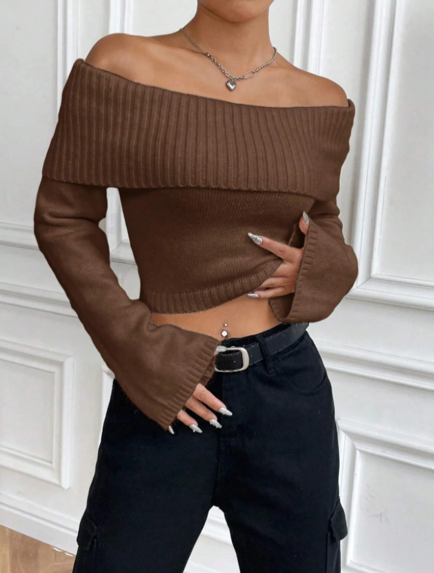 MOOSTA Off-Shoulder Casual All-Match Sweater