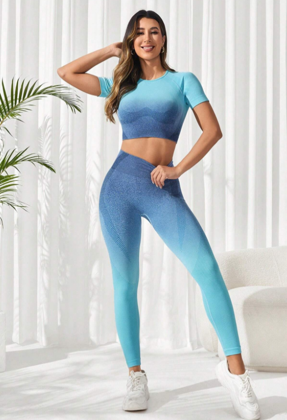 Yoga Basic Seamless High Elastic Gradient Sports Suit