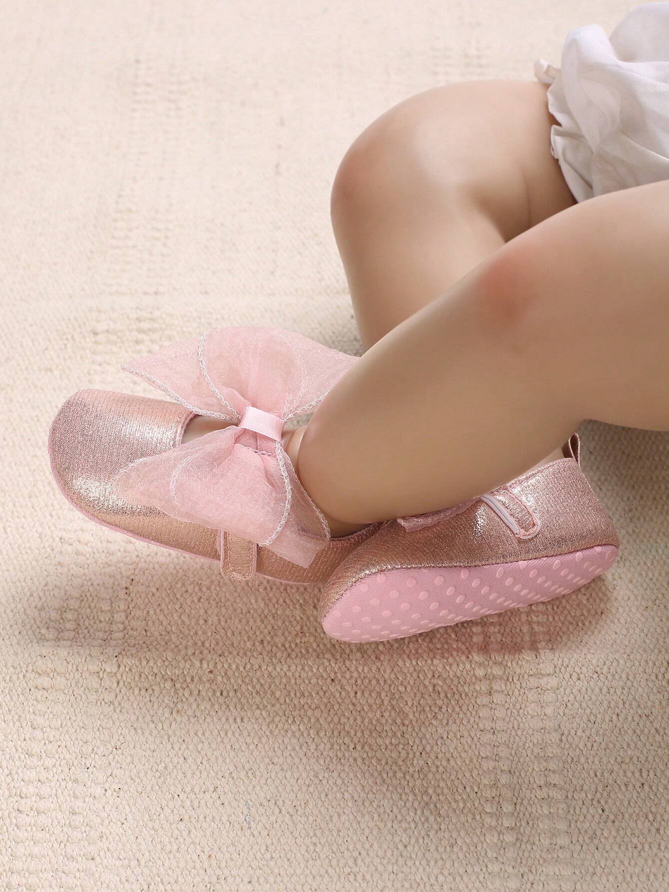 Baby Girls Bow Decor Flats For Spring & Fall