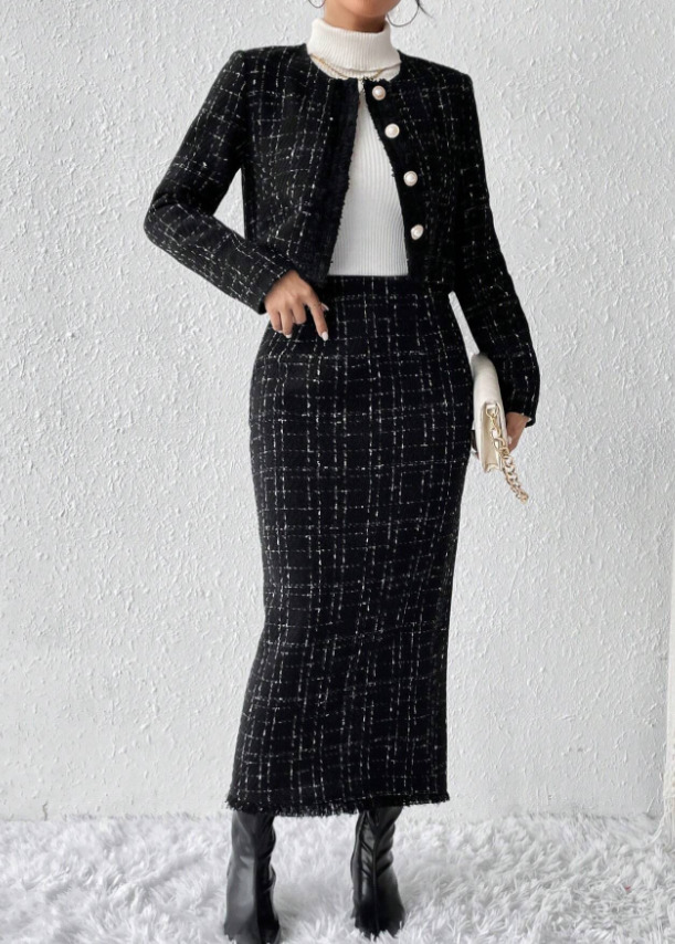 Privé Plaid Tweed Jacket & Skirt