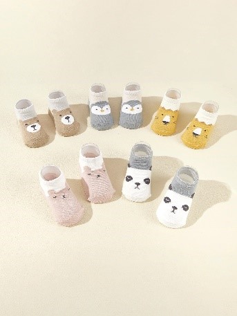 5pairs Baby Cartoon Animal Print Floor Socks