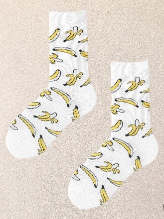 Banana Print Crew Socks