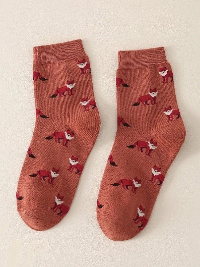 Fox Pattern Crew Socks