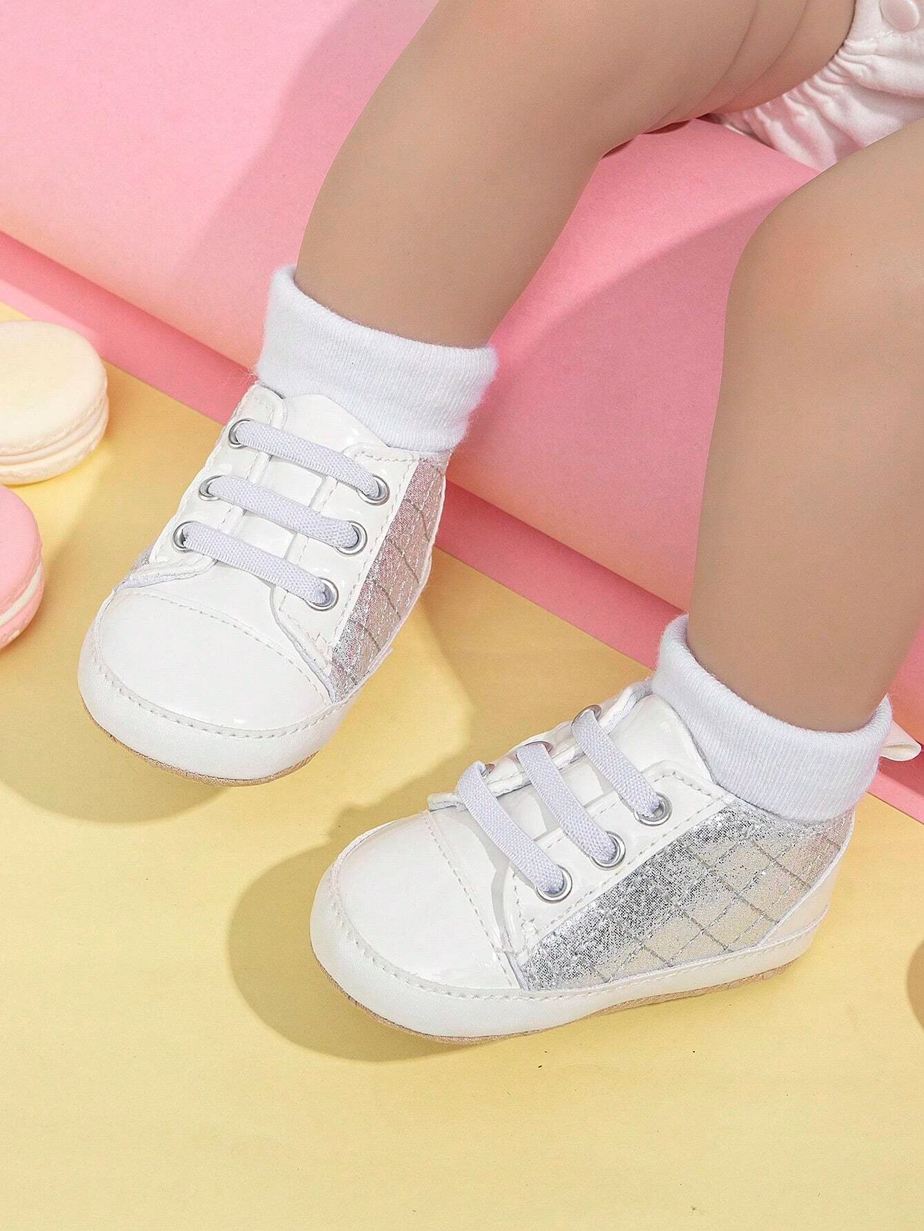 Baby Girls Lace Up Front Round Toe Sneakers For Outdoor