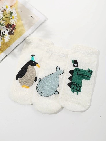 3pairs Cartoon Graphic Ankle Socks