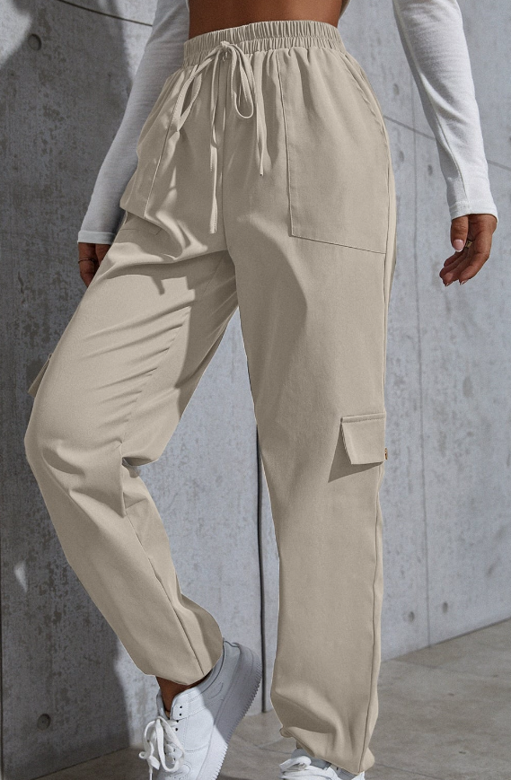 Knot Waist Flap Pocket Cargo Pants