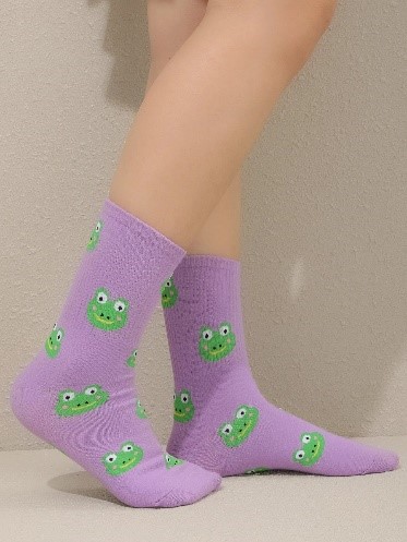 Frog Print Crew Socks